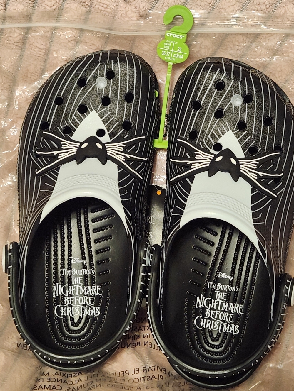 Crocs NBC The Nightmare Before Christmas Jack Skellington Clog Black White Sz 4